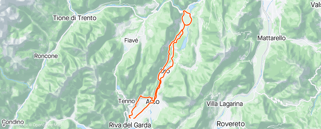 Map of the activity, Sarche da ciclabile, caffè, rientro da Bene alta, salita arciduca, e oliveto fino a alla salita padaro, piscol....