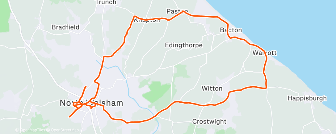 Map of the activity, Early coast ride with Michael, before work ☀️