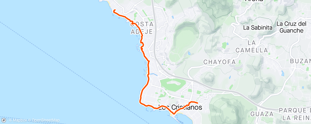 Map of the activity, Purposefully slow 10k (endurance build / fat-shed!).  Just a mild 26°C in the shade 🌞 🥵