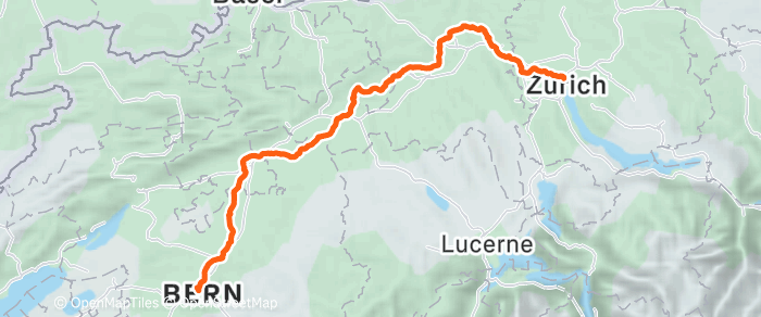 Route map of Zurich to Bern