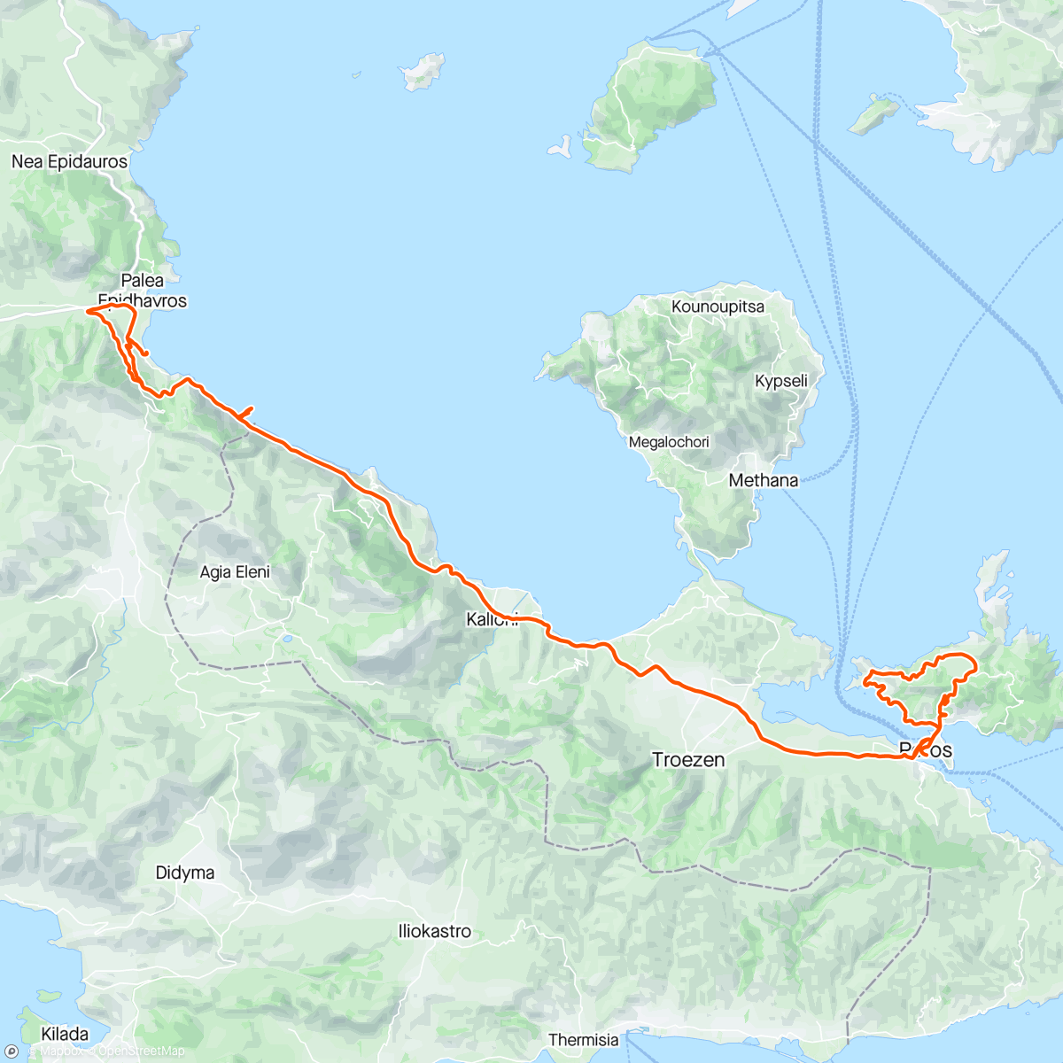 Map of the activity, BreakawayGreece.com to Poros Island
