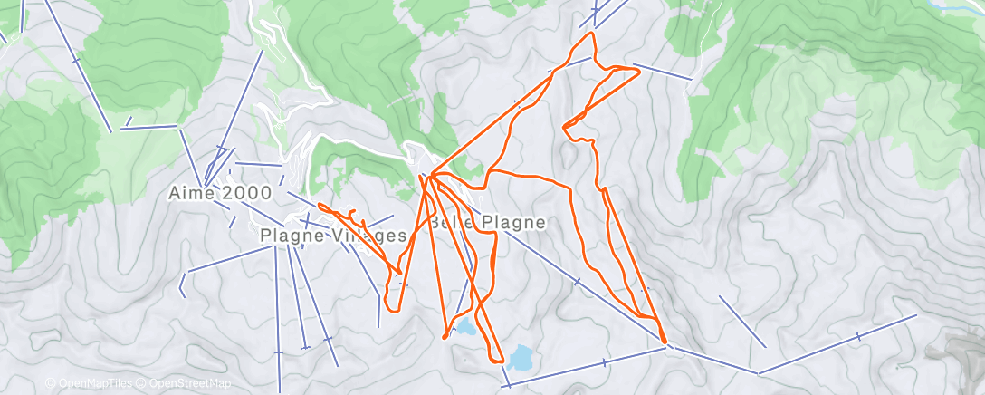 Map of the activity, La Plagne J3