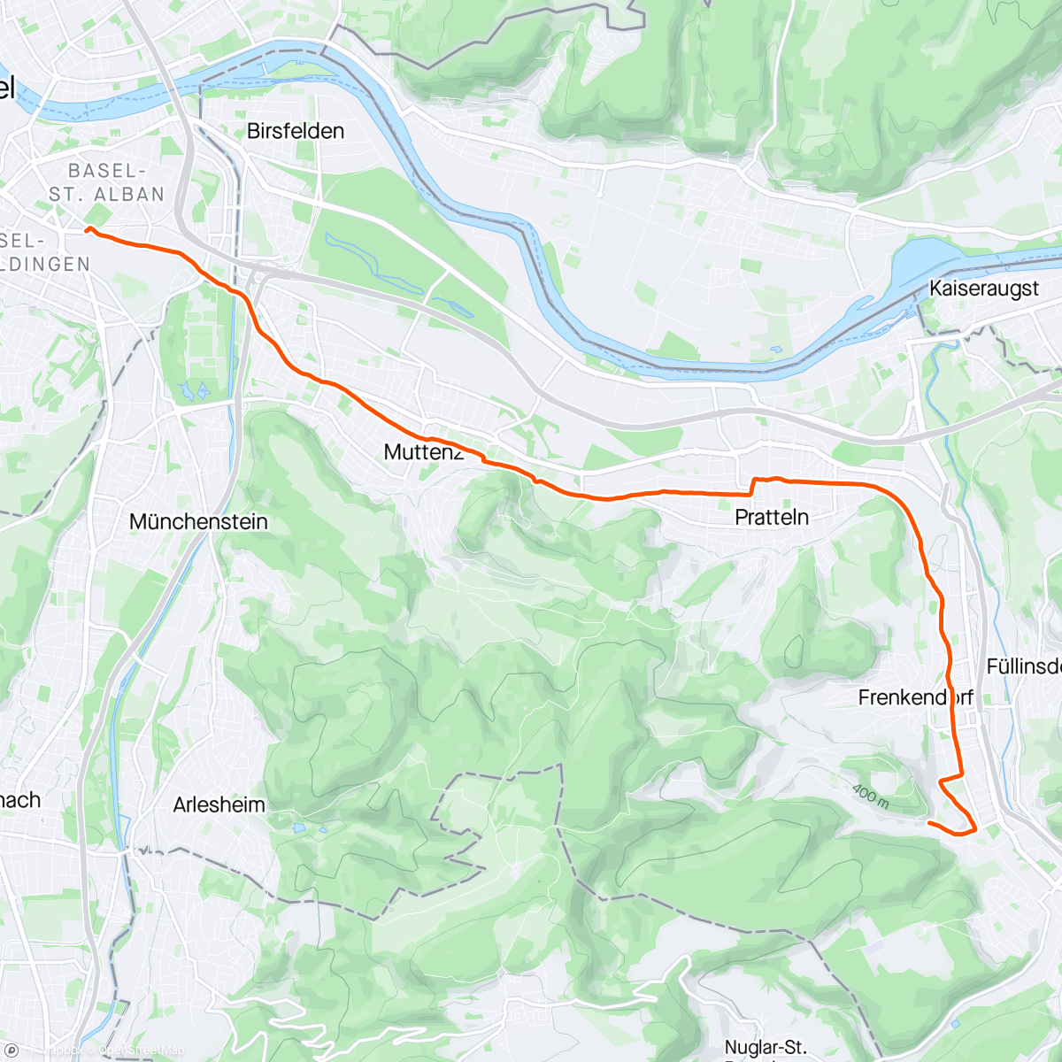 Map of the activity, Painful running back to home