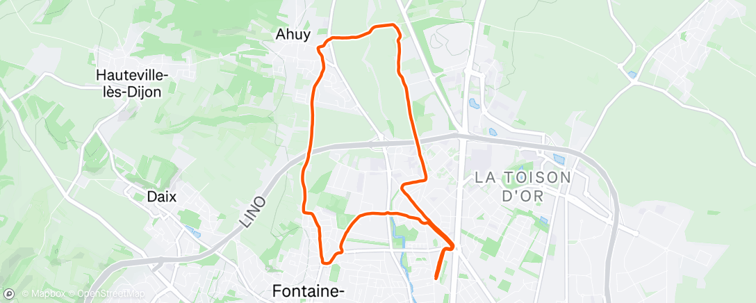 Map of the activity, Afternoon Run