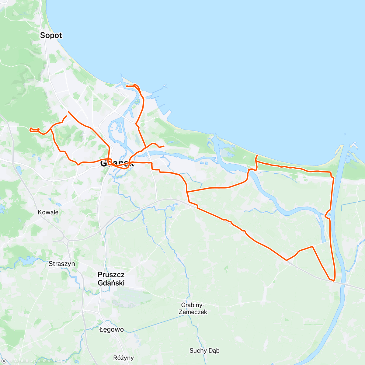 Map of the activity, Łapanie promieni słońca - Wyspa Sobieszewska, Westerplatte