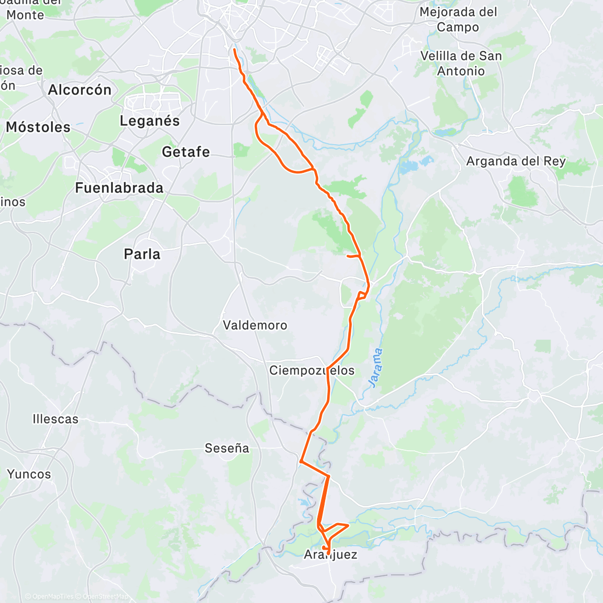 Map of the activity, Coffee ride Aranjuez 🙃