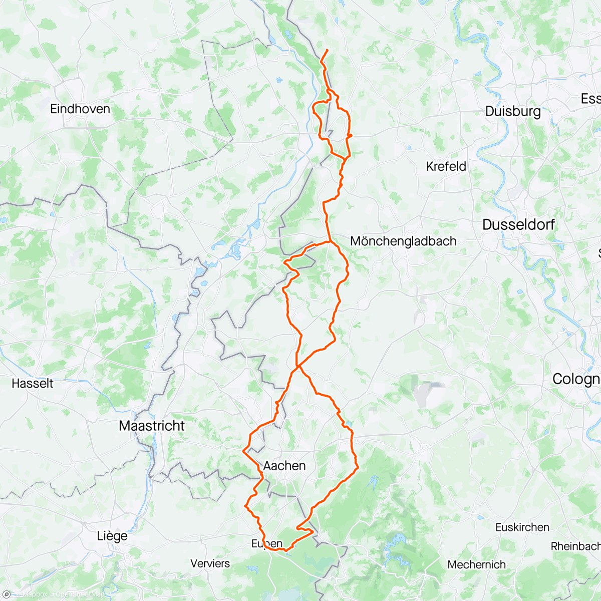 Map of the activity, BRM 300km Brevet Niederrhein
