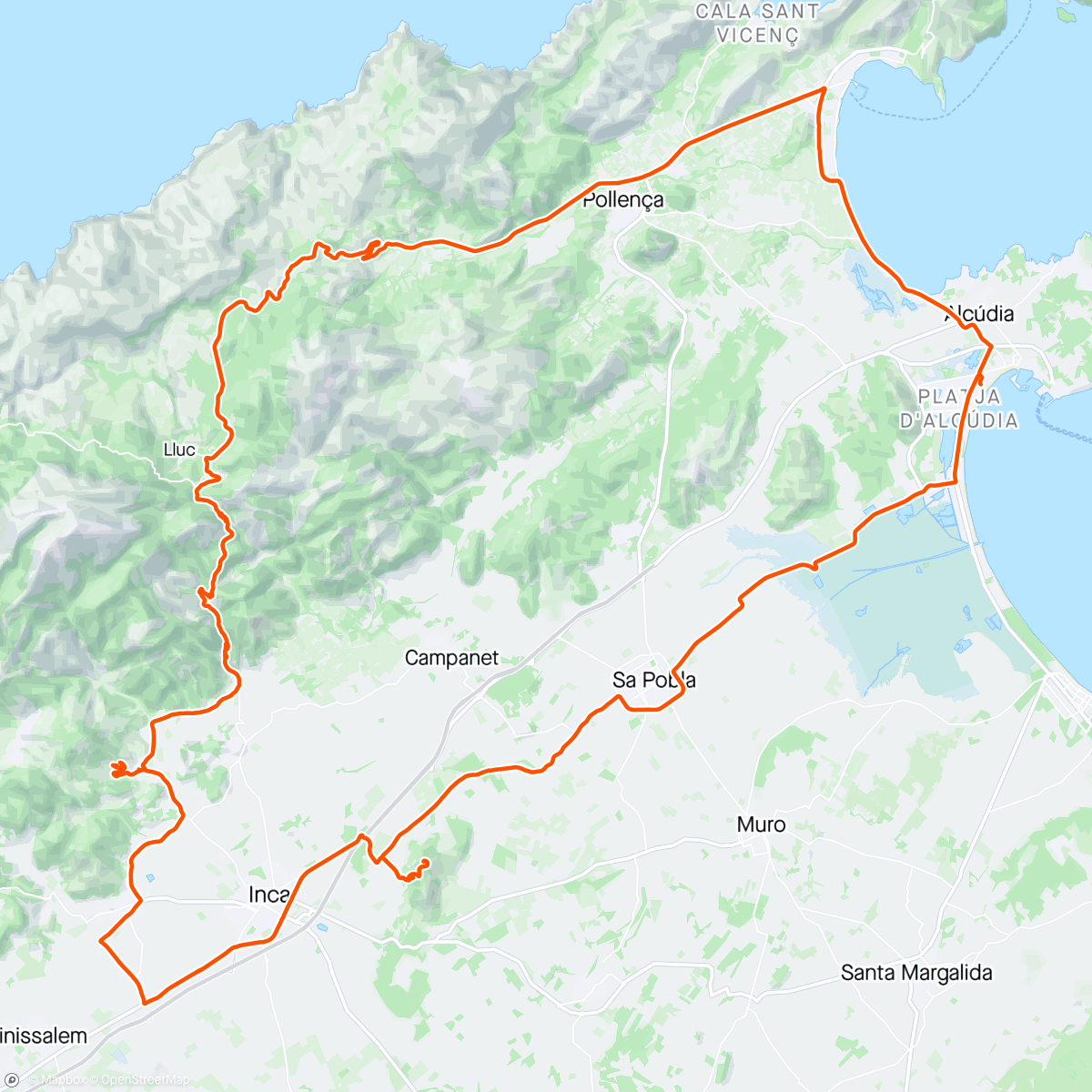 Map of the activity, Intervalldag- Bra fart opp Coll de Femenia