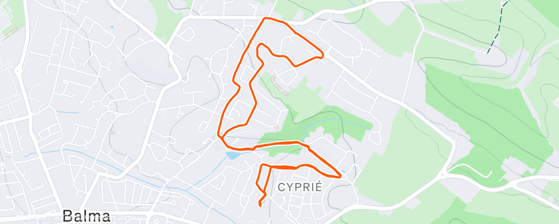 Map of the activity, Course à pied le matin