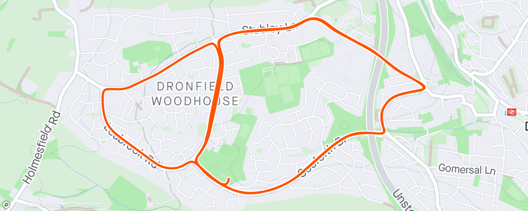Map of the activity, Dronfield 10k 🐝 38:03 - 21st