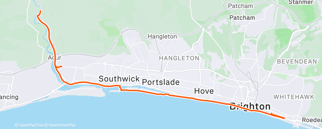 Map of the activity, No trip to Brighton would be complete without a run on the downslink