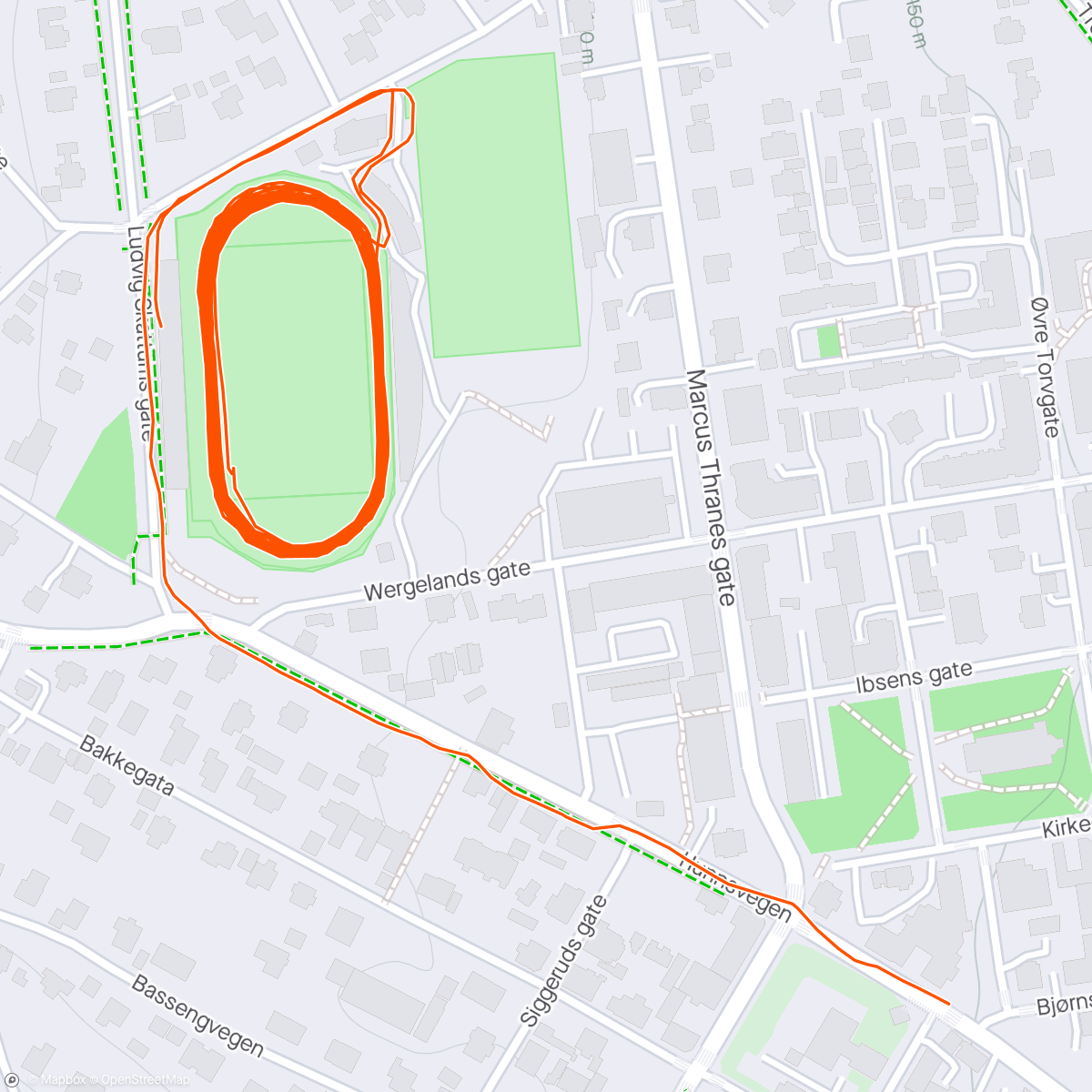 Map of the activity, 8x1000 på Gjøvik Stadion