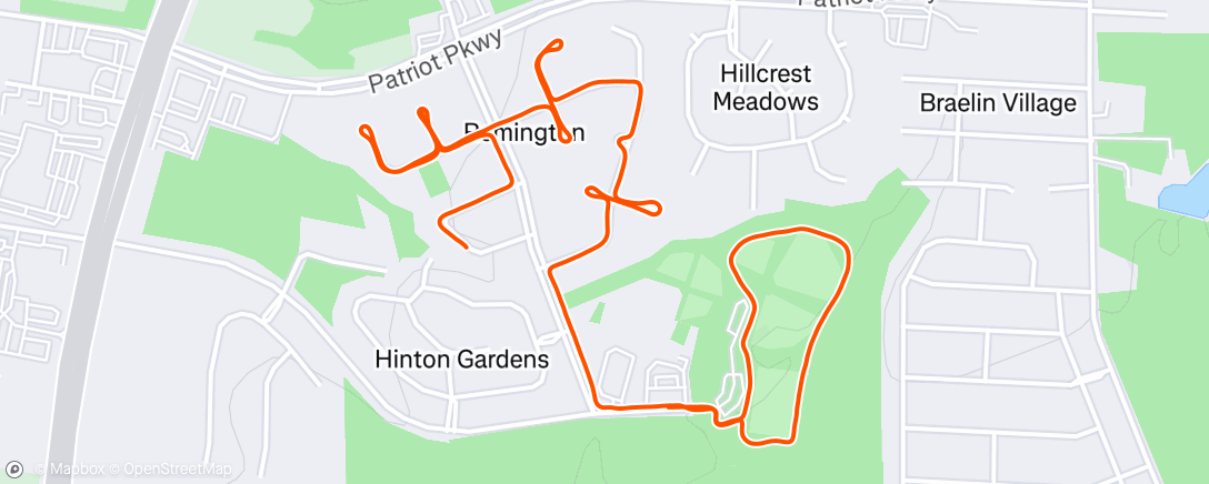 Map of the activity, Afternoon Run