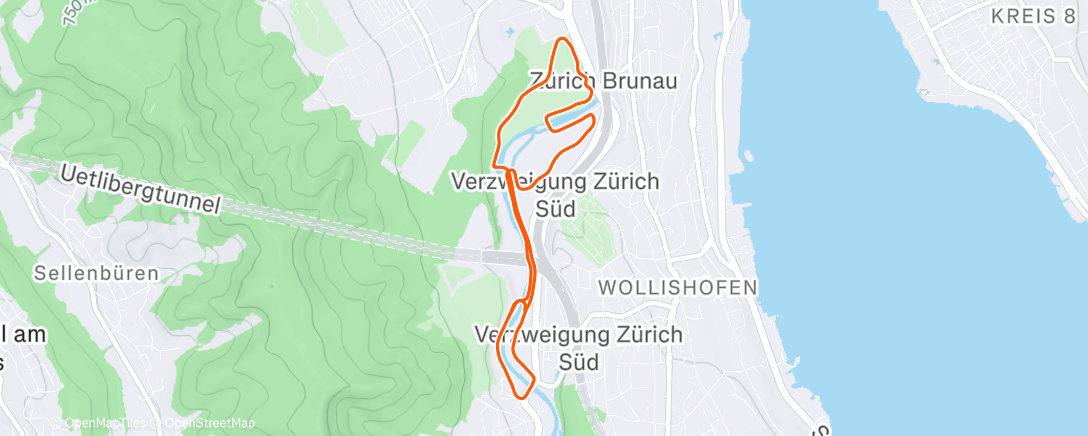 Map of the activity, Traillauf am Abend