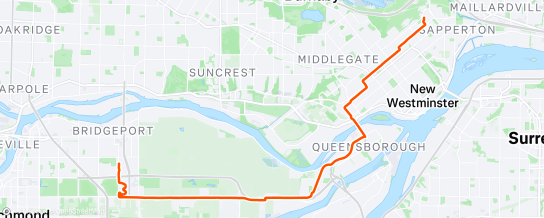 Map of the activity, Ride to Richmond