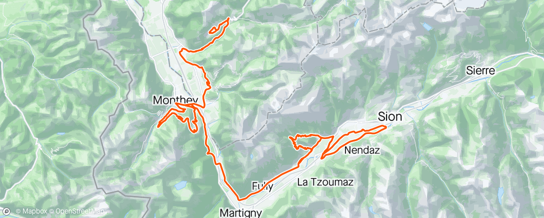 Map of the activity, Tour de Romandie stage 4 + down to bus
