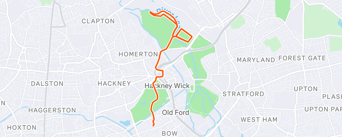 Карта физической активности (Hackney Marshes ParkRun Hangover Edition)