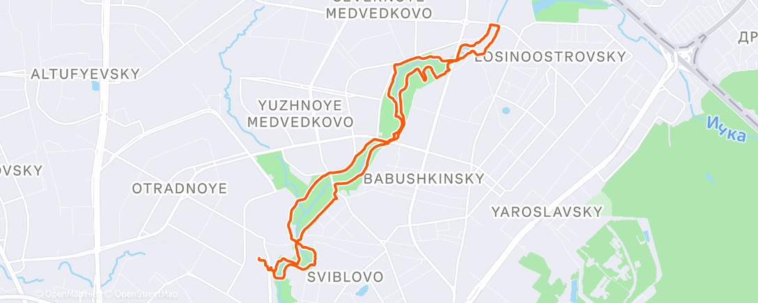 Map of the activity, Дневной забег