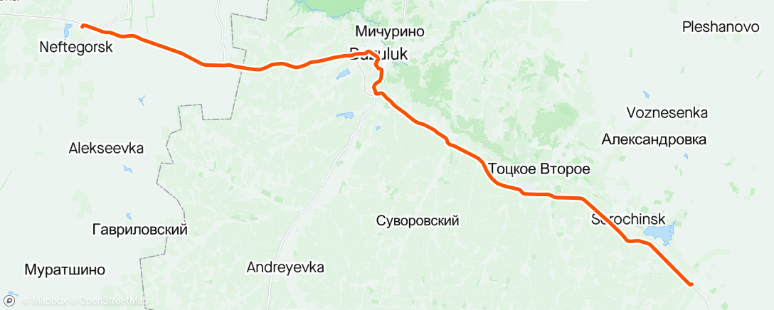 Map of the activity, Нефтегорск - сорочинск