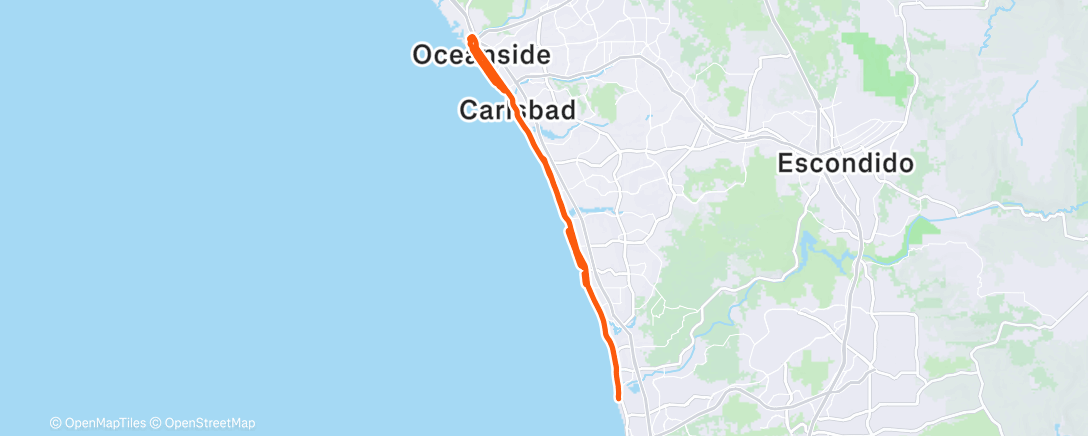 Map of the activity, Riding down the PCH living in the moment