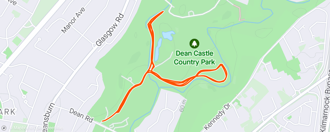Map of the activity, Dean Castle fun run for Cancer with Alanna and Steve