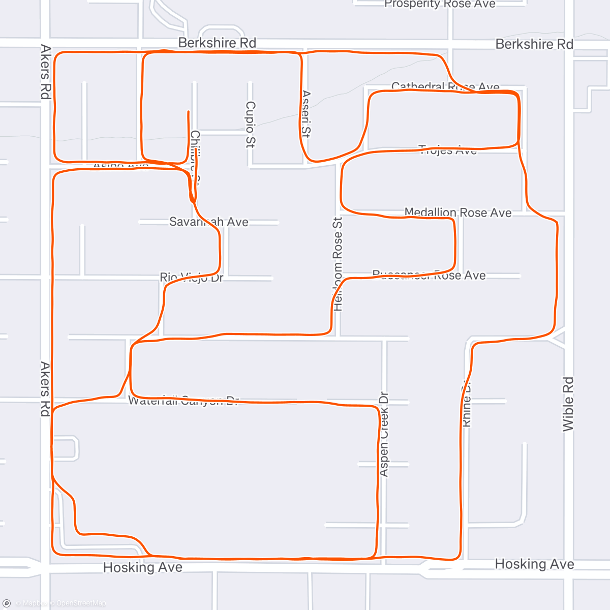 Map of the activity, Afternoon Run