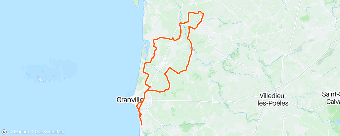 Map of the activity, Sortie club Granville à 5 en vélo musculaire avec le groupe 1