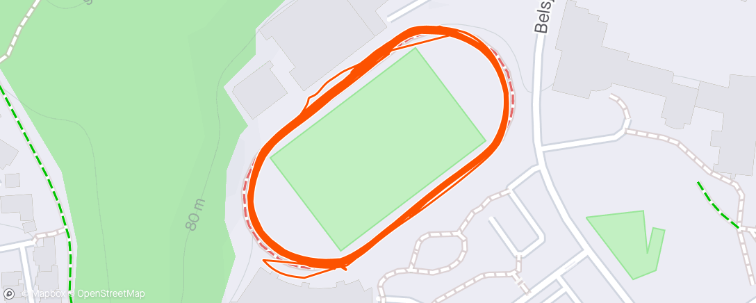 Map of the activity, 8x1000m @3:52-3:46 pace
