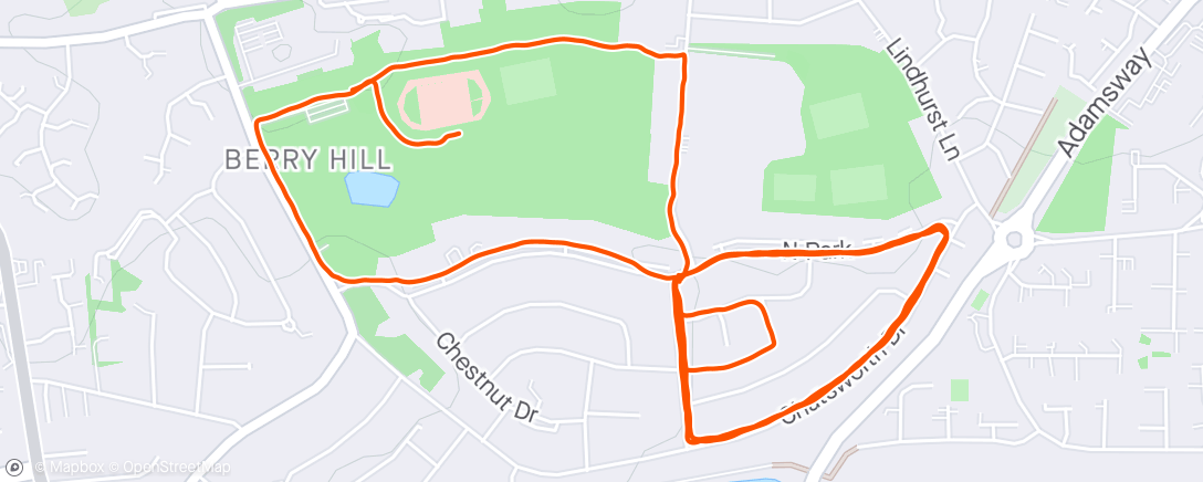 Map of the activity, M/Runners Effort Session