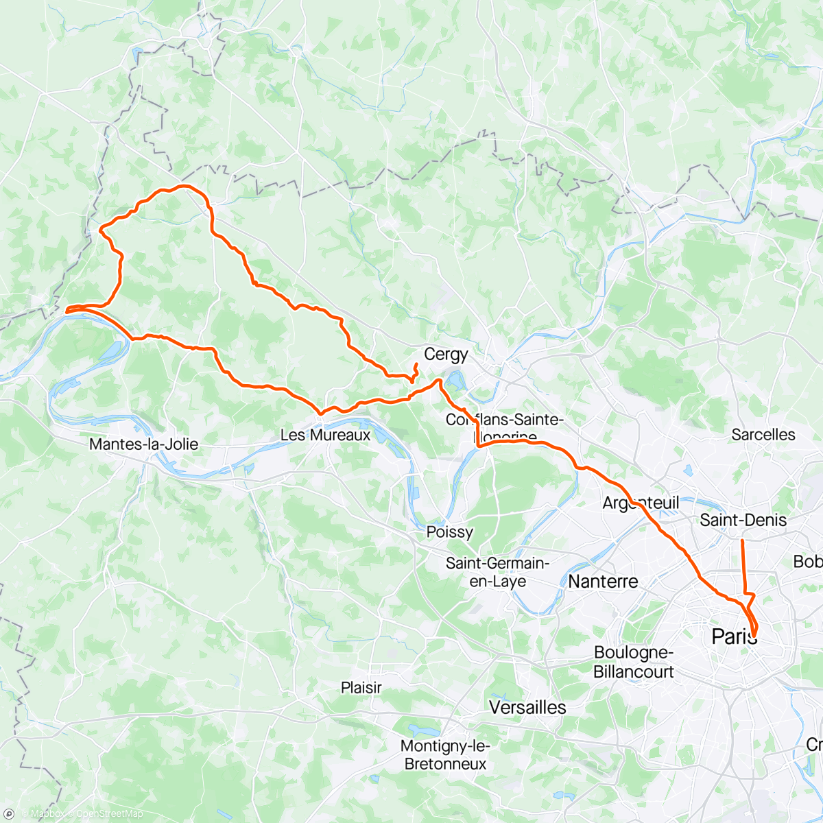 Map of the activity, Sortie du samedi pour Cergy