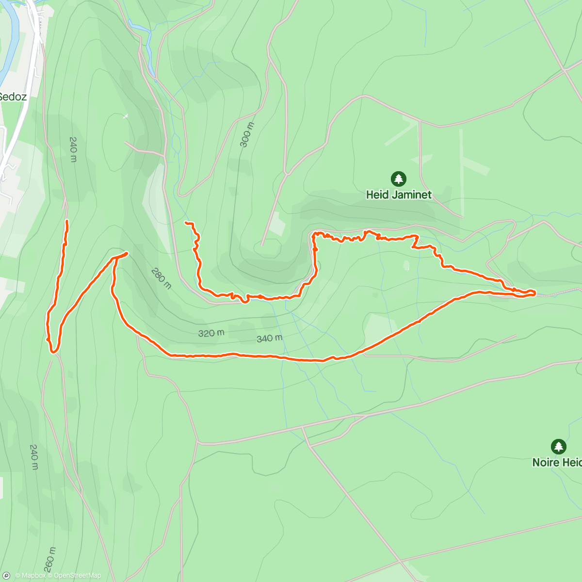 Map of the activity, Vallée du ninglinspo.