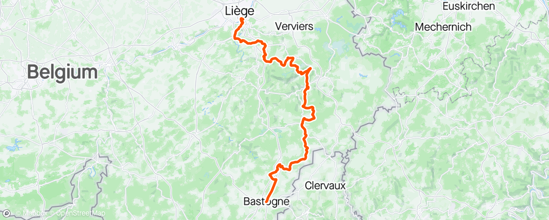 Map of the activity, My first Liège! One of the best races of my life! 60km solo and another 60+ in the group breakaway 😁😁
