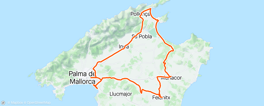 Map of the activity, Mallorca dag 6. Langtur med Simen. 5 min på 5 min av