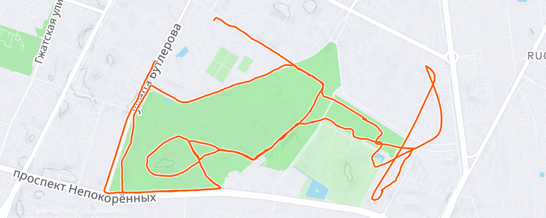 Map of the activity, Evening Run