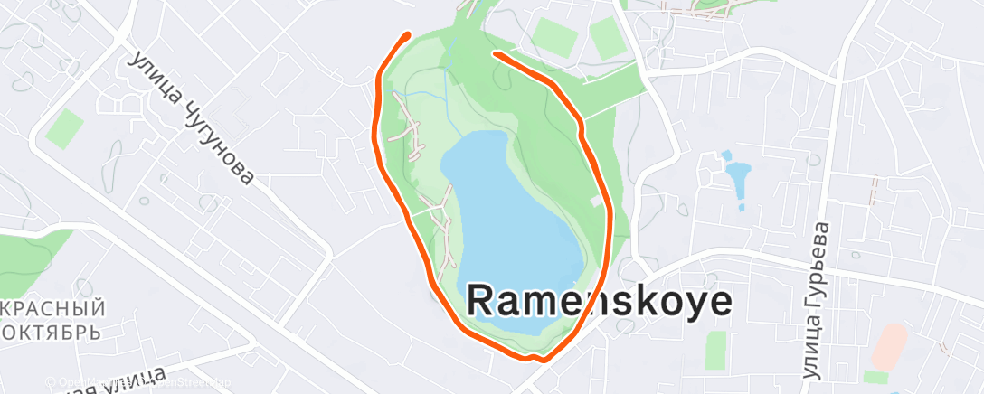 Map of the activity, 15 км темп 4:43 пульс 153 немного скользко