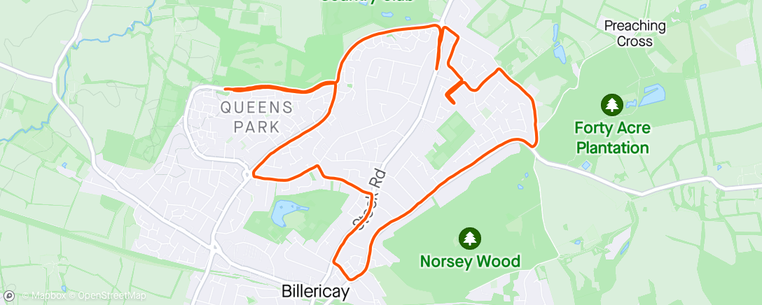Map of the activity, Sunday Evening Run with Runna ✅