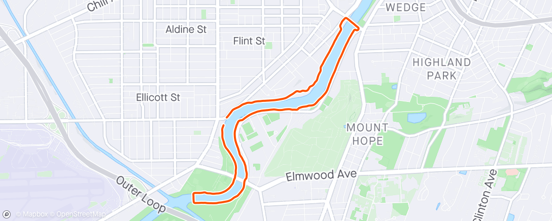 Карта физической активности (Last run in Rochester- 5 miles zone 2)