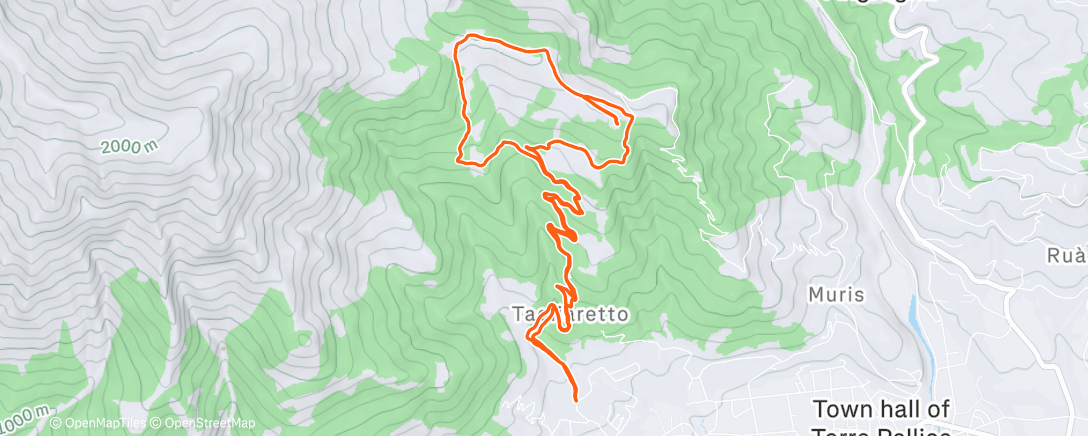 Map of the activity, Sessione di trail running all’ora di pranzo