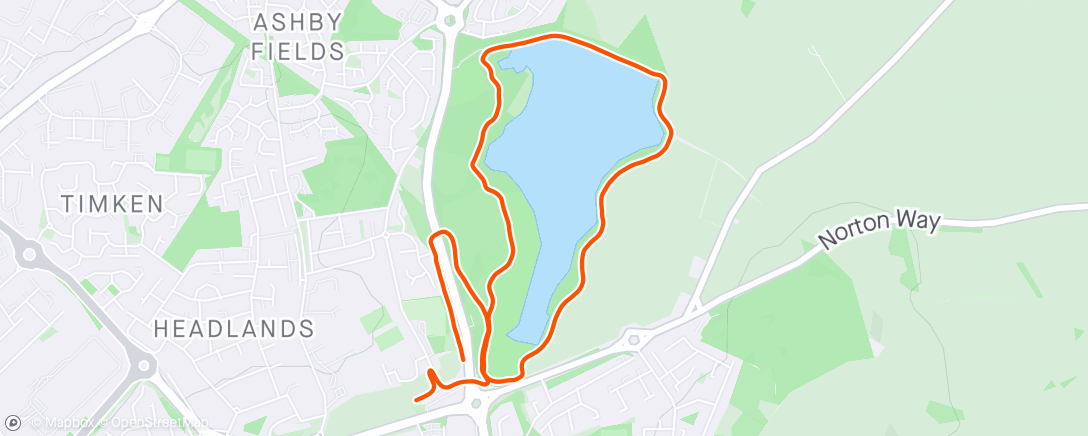Map of the activity, Daventry Parkrun