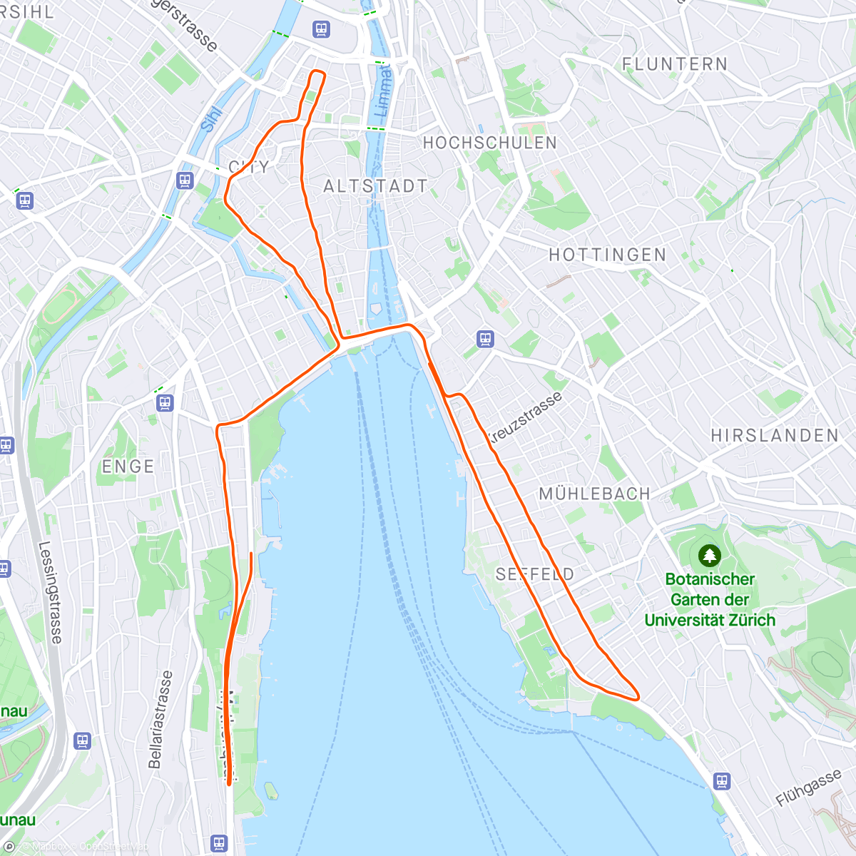 Map of the activity, Zürich 10k 39:19