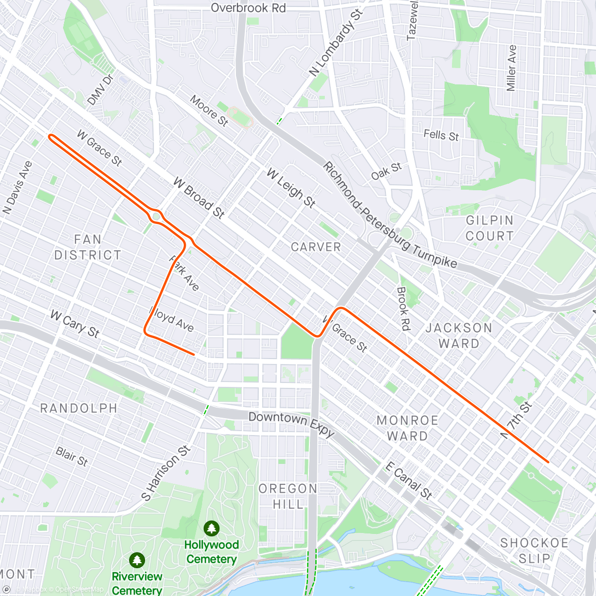 Map of the activity, Zwift - Climbing Adaption in Richmond