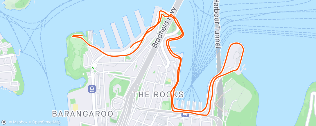 Map of the activity, Morning Run, should have had a sing song on the way round the opera house.