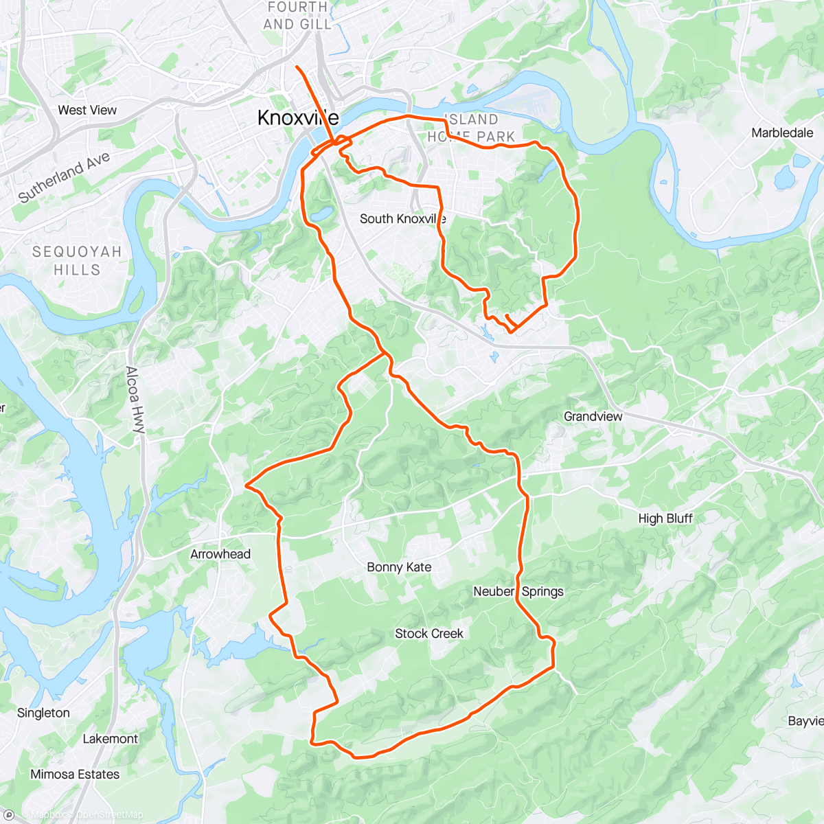 Map of the activity, TVB group ride