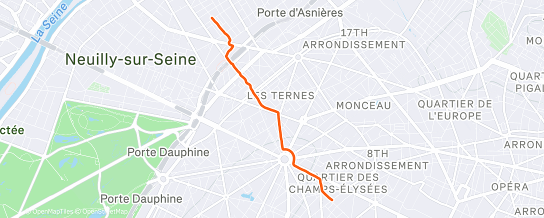 Map of the activity, Course à pied le matin