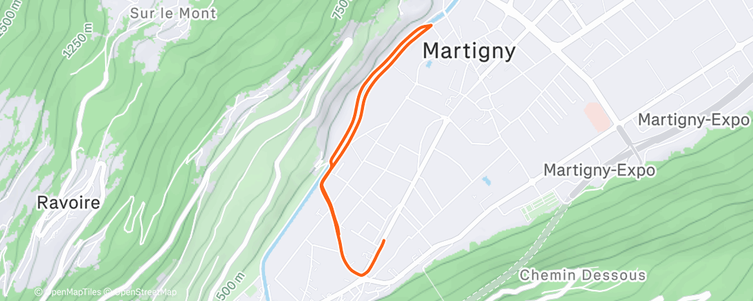 Map of the activity, Afternoon Run