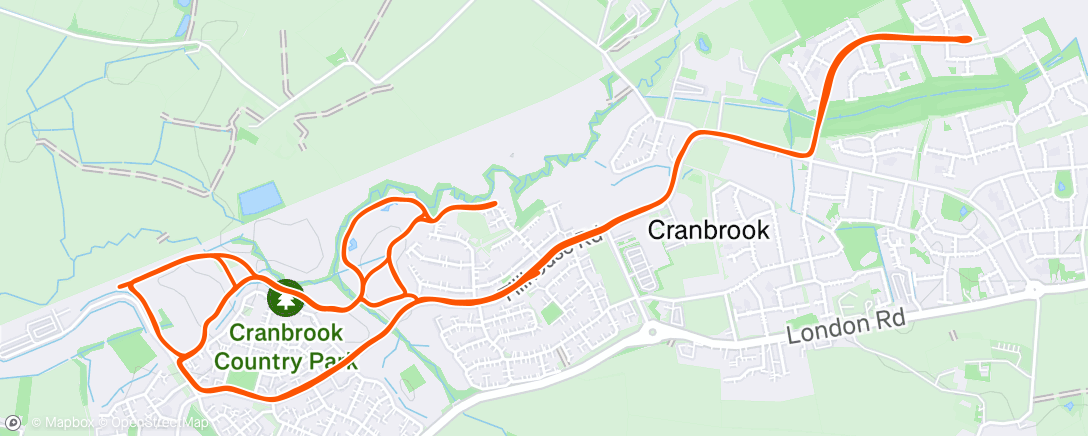 Map of the activity, Cranbrook parkrun