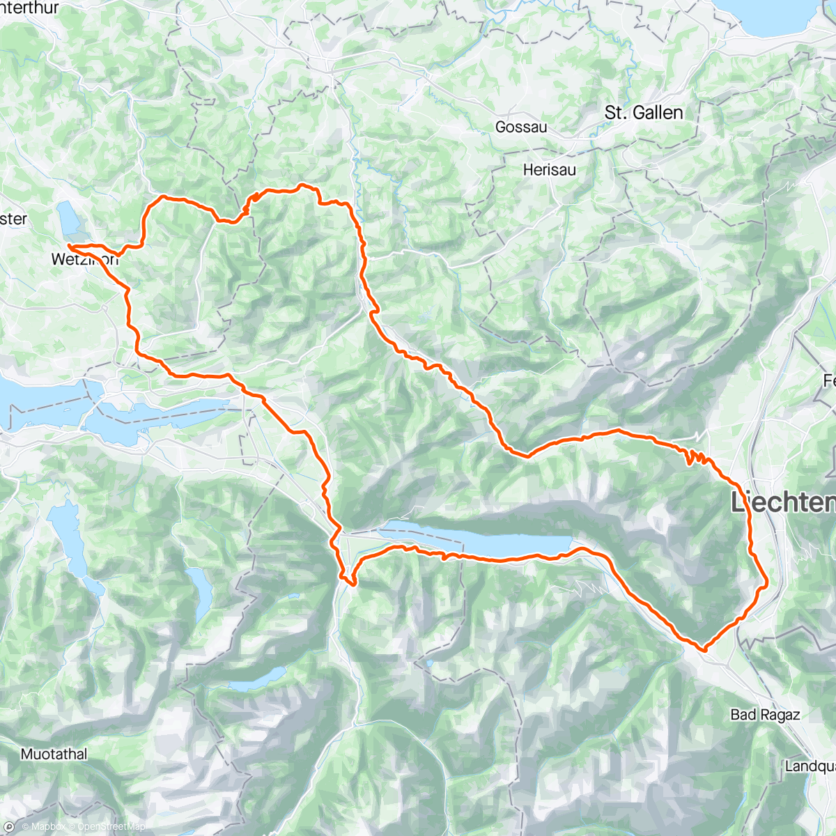 Map of the activity, Walensee - Wildhaus