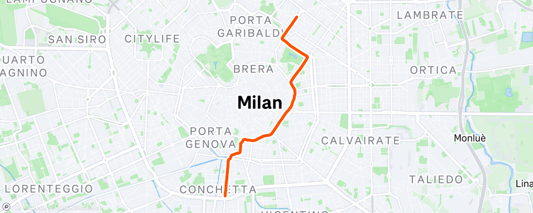 Mappa dell'attività Sessione di gravel biking notturna