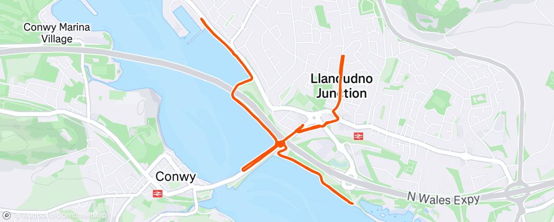 Map of the activity, Morning Run Llandudno Junction, Wales ☁️