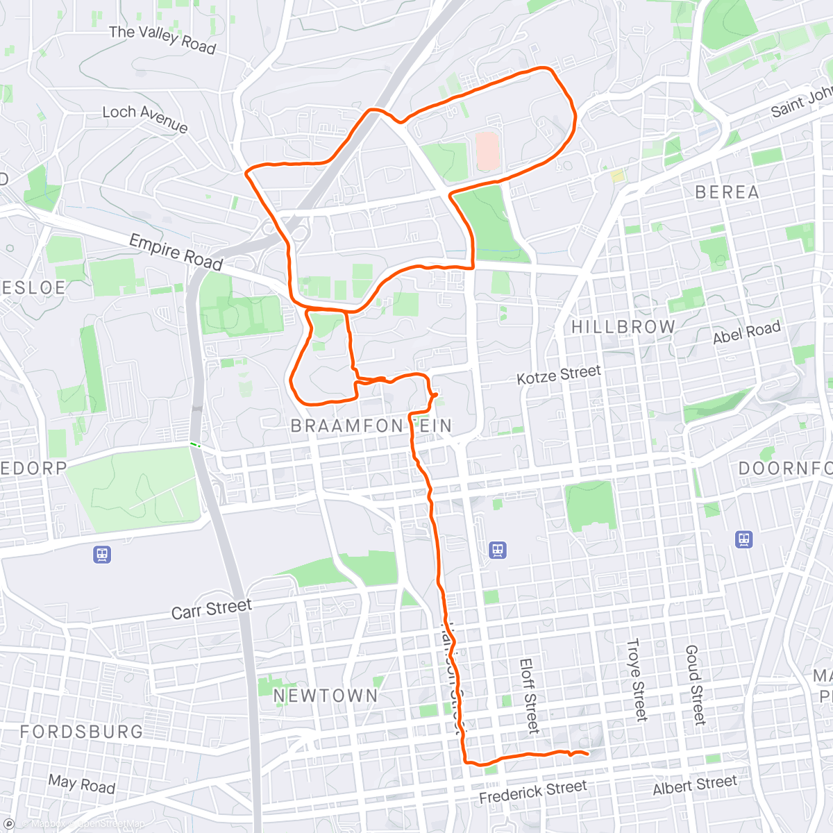 Map of the activity, Comrade Marathon Send off